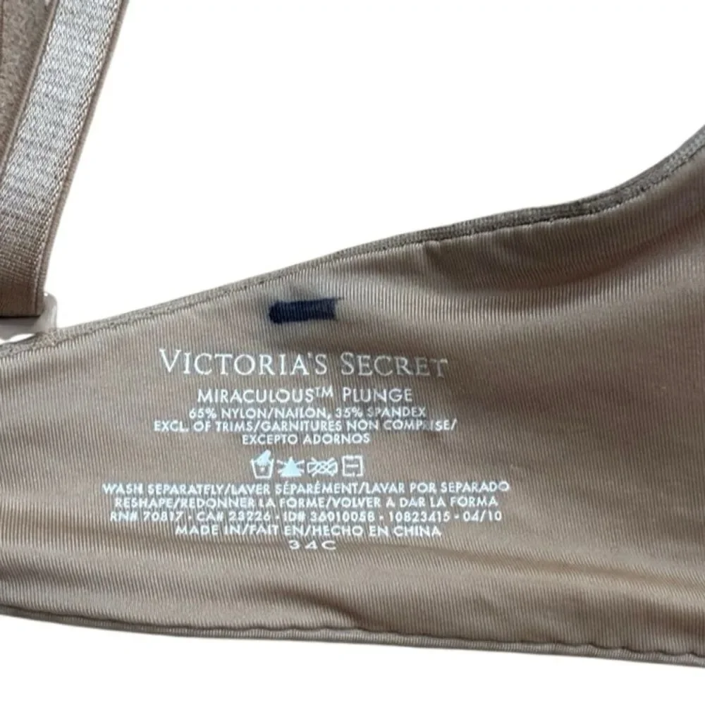 Victorias Secret Nude Miraculous Push Up Nipple Bra 34C